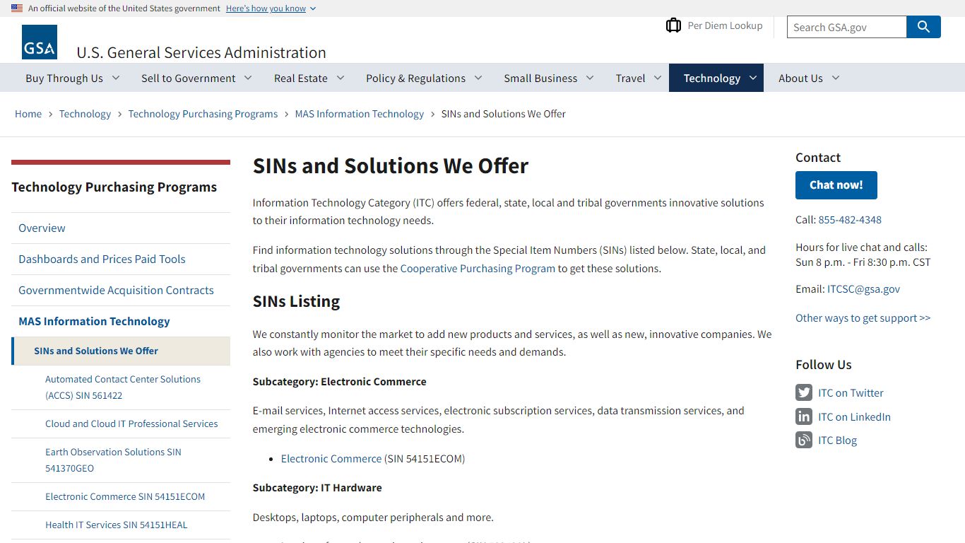 SINs and Solutions We Offer | GSA